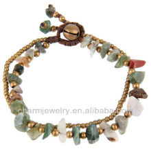 Hand Craft Natural India Agate with Brass Beads Bracelet Vners SB-0026